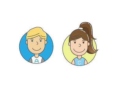 Alex and Cassy avatar character circles couple illustration personality