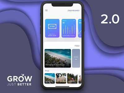 GROW 2.0 Dashboard design financial app mobile ui ux