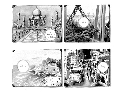 Family Epic, Part 2, Page 6 black and white comic book comics family illustration ink wash travel watercolor world writing