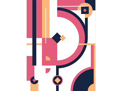 Geometric Poster Series 3, Poster #1 colorful geometry graphic design illustration modern peach pink playful poster print design purple tan