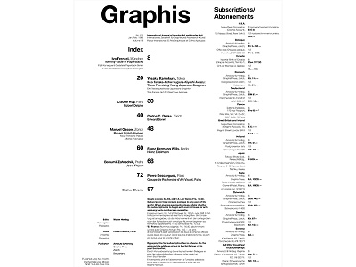 Graphis Table of Contents, Single Page