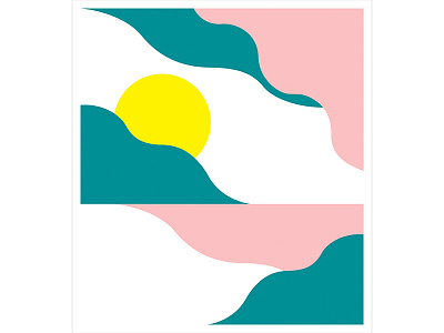 Modern Sunset Series, Poster 2 blue colorful geometry graphic design illustration modern peach pink playful poster print design tan