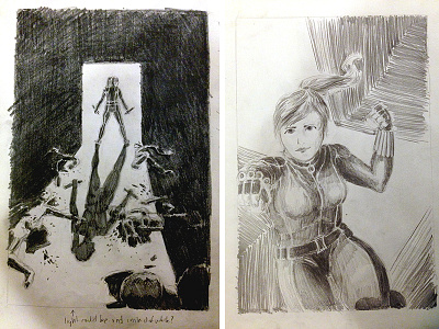 Comic Book Cover Sketches, Black Widow black and white black widow comics design graphic design graphite illustration marvel natasha romanov sketch