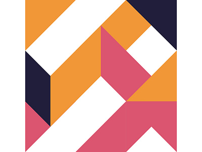 Geometric Poster Series 4, Poster 2 blue colorful geometry graphic design illustration modern orange pink playful poster print design square