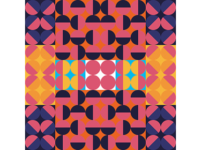Geometric Poster Series 4, Poster 5 blue colorful geometry graphic design illustration modern orange pink playful poster print design square