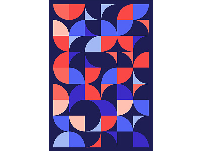 Geometric Poster Series 5, Poster 1 abstract blue circle colorful geometry graphic design illustration modern playful poster print design red