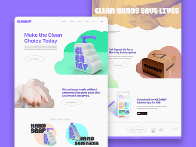 CLEANLY Landing Webpage 3d brand design branding clean desktop dribbble figma graphic design homepage interface landing page logo made with figma product design shop soap typography ui wash your hands web design