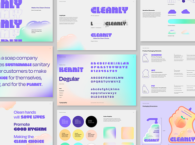 CLEANLY Brand Identity brand brand design brand guide brand identity branding clean color palette design font gradient graphic design guidelines logo logo design product soap type typography vector wash your hands