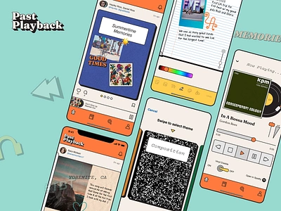 Past Playback branding community design digital design figma interface mobile app music product product design prototype retro scrapbook social media type typography ui uiux ux vector
