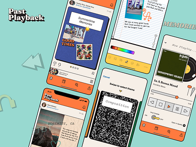 Past Playback branding community design digital design figma interface mobile app music product product design prototype retro scrapbook social media type typography ui uiux ux vector