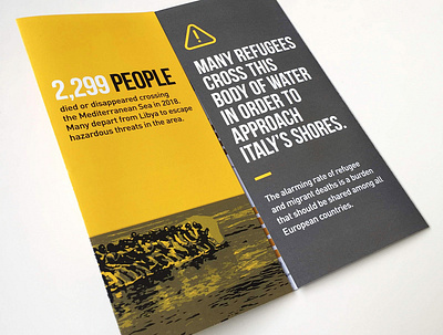 DSGD 104 - Brochure borders brochure brochure design committee design dsgd 104 illustrator international italy libya migrants print print design refugees rescue sjsu tabloid type typography vector