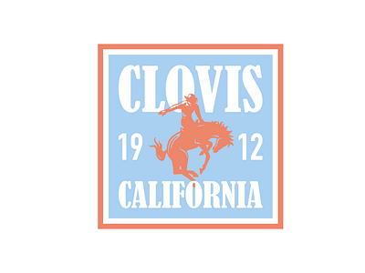 Clovis, CA - Dribbble Weekly Warm-up 559 badge bulldogs california central valley clovis country music cowboy design fresno horse illustration illustrator rodeo sticker type typography vector west coast