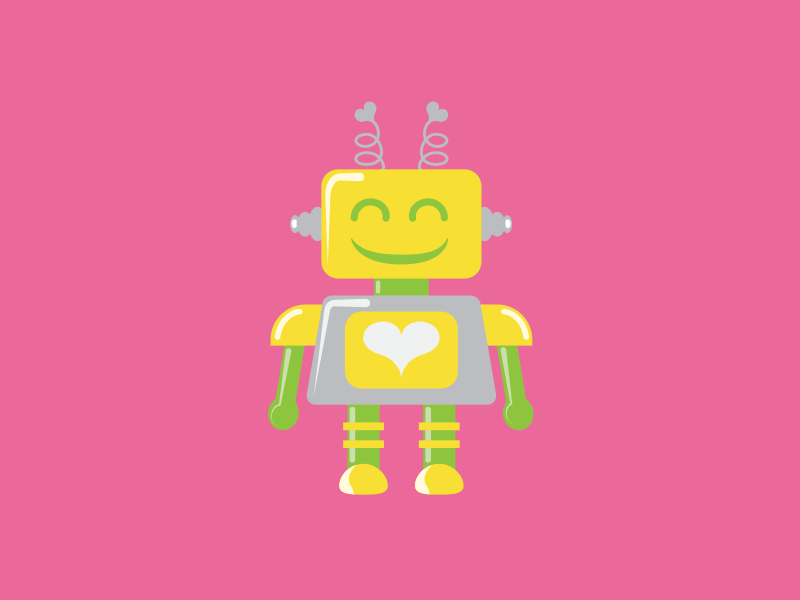 RoboLove heart icon illustration love robot smile