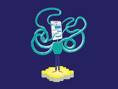 Octophone illustration island multitask octopus phone