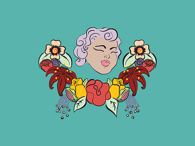 Ashley Nell Tipton branding face flowers garland illustration logo