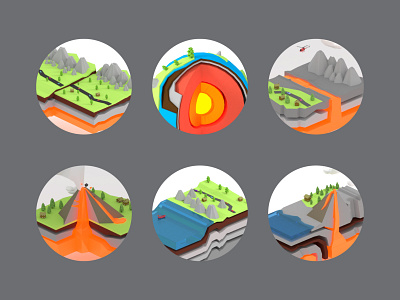 Fault and Crust Illustration 3d illustration blender 3d earthquake education education app fault geographic illustration lowpoly