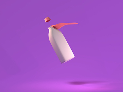 Hello Dribbble! 3d blender bottle design fly flying illustration memphis milk mockup modeling