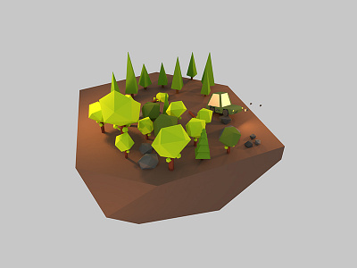 Lost in the woods 3d car concept environment game illustration lowpoly modeling woods