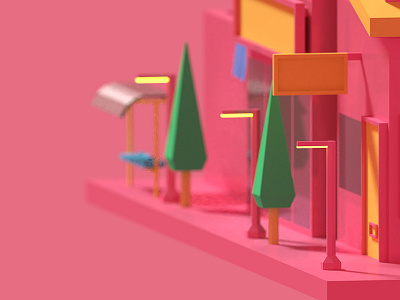 Stores 3d environment illustration lowpoly modeling