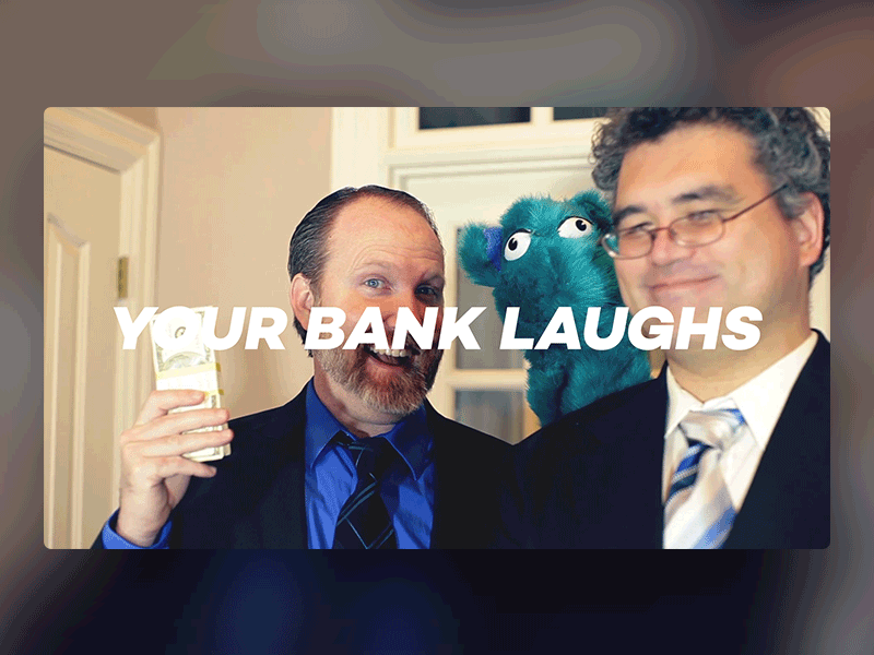 Your Bank Laughs ad bank card fees laugh promo travel video