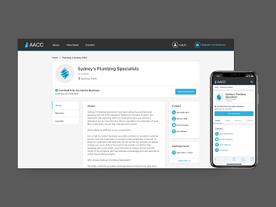 AACC Desktop + Mobile 1 business certification corporate design government profiles ui ux