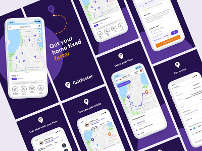 Fixitfaster App Store app store brand design branding design mobile app mobile ui ui ux