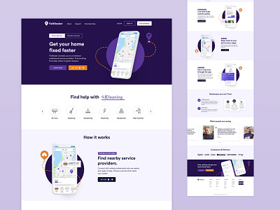 Fixitfaster Website branding cleaning design fix full screen home home services product page ui web webdesign website website design