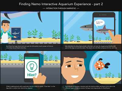 Go Fish Storyboard - Part 2 aquarium design fish illustration interactive research storyboard storyboarding storyboards ux