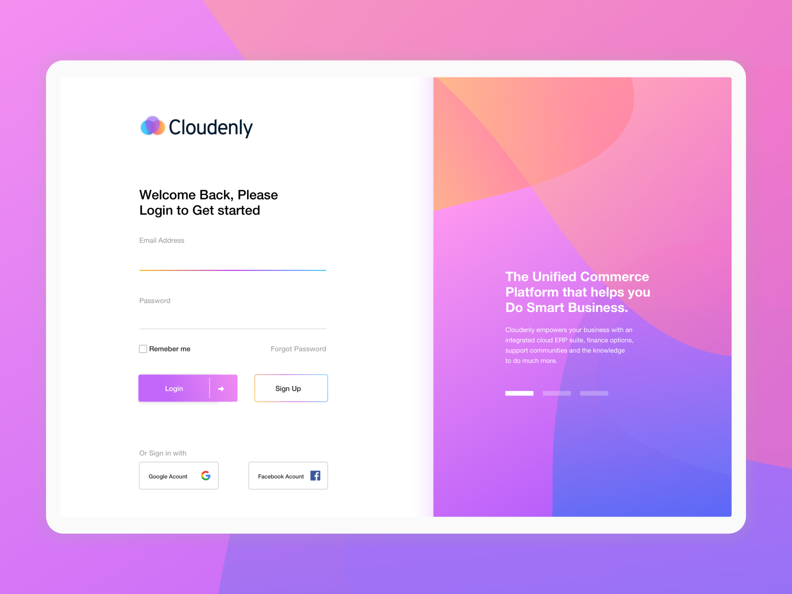 cloudenly login screen by Samuel Iweibo on Dribbble