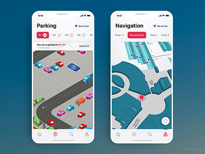 VisioMove Essential Indoor Wayfinding App Redesign app indoor iphone x iphonex mobile navigation parking positioning route tracking ui visioglobe