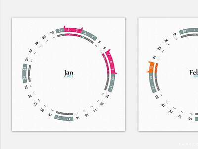 Circular Calendar Design for 2015 2015 calendar circular holidays light minimal paper print print design rounded simple visual design