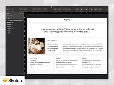 Simple User Persona - Free Sketch Template biography design thinking discovery download fears free freebie freebie sketch goals mishka pain points persona resource sketch template ucd user user journey user persona ux