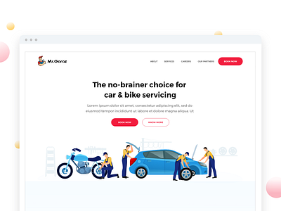 Car and bike service booking website - MrGaraz branding design design illustration typography ui ux