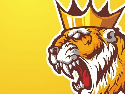 king of the jungle animal artwork badge badge logo brand cartoon dailylogo design esport forsale graphic head identity illustration logo mascot tiger vector