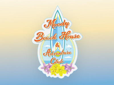 Sticker for a Moody Beach House Adventure club beach beachclub stickers surfboard