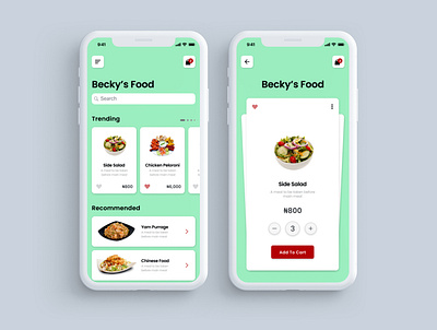 Becky's Food app design ui ux