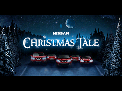 Nissan Christmas Tale #1 blue christmas cinemagraph gif light moon night nissan red sky snow tale