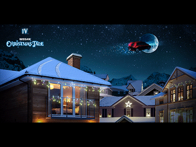 Nissan Christmas Tale #4 blue christmas cinemagraph gif light moon night nissan red sky snow tale