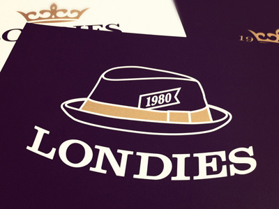 Londies 1980 -2- 1980 black blackandwhite blazon bw crown gold hat lettering logo londies london mods porkpie ribbon ska typeface typo typographie white