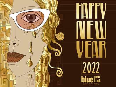 Gustav Klimt parafrázis 2022 bluepentool gold gustav klimt happy new year