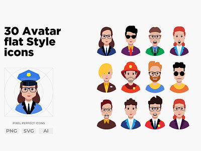 30 Avatar in flat style icons