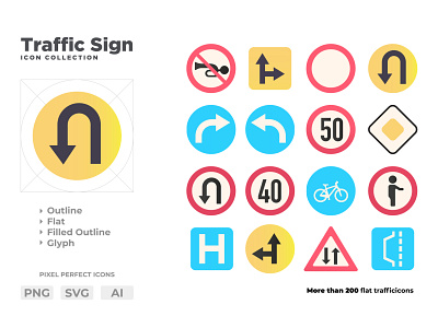 Traffic Sign icon collection File Types PNG, SVG, AI design icon illustration symbol traffic traffic signs ui vector