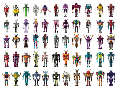 Robot figures whit full body color vector robots with full body
