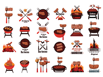 Barbecue icons,logos barbecue