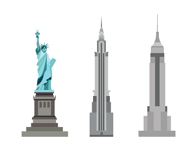 The liberty statue,The chrysler building,Empire state building