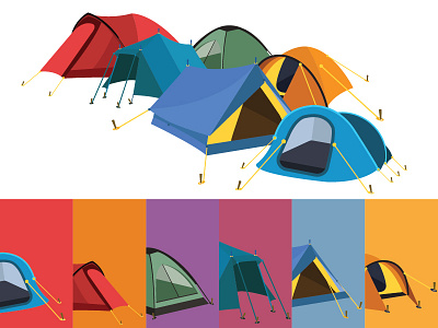 Tents Collection activity adventure background blue camp collection discovery dome equipment explorer