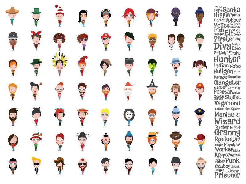 Large set of characters 01
