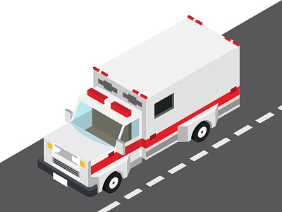 Ambulance truck in Isometric left view