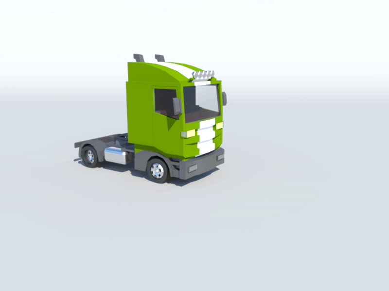 Container Truck Isolated Gif 3D rendering with working lights by