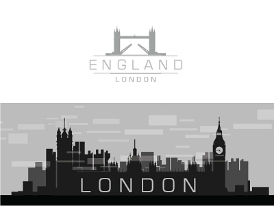 London,Paris Logo With city scape,silhouette monochrome